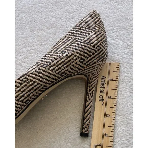 Sam Edelman Hazel Pumps Women's US 9 Tan Raffia Pointed Toe Stiletto Heel Shoes - Picture 11 of 11